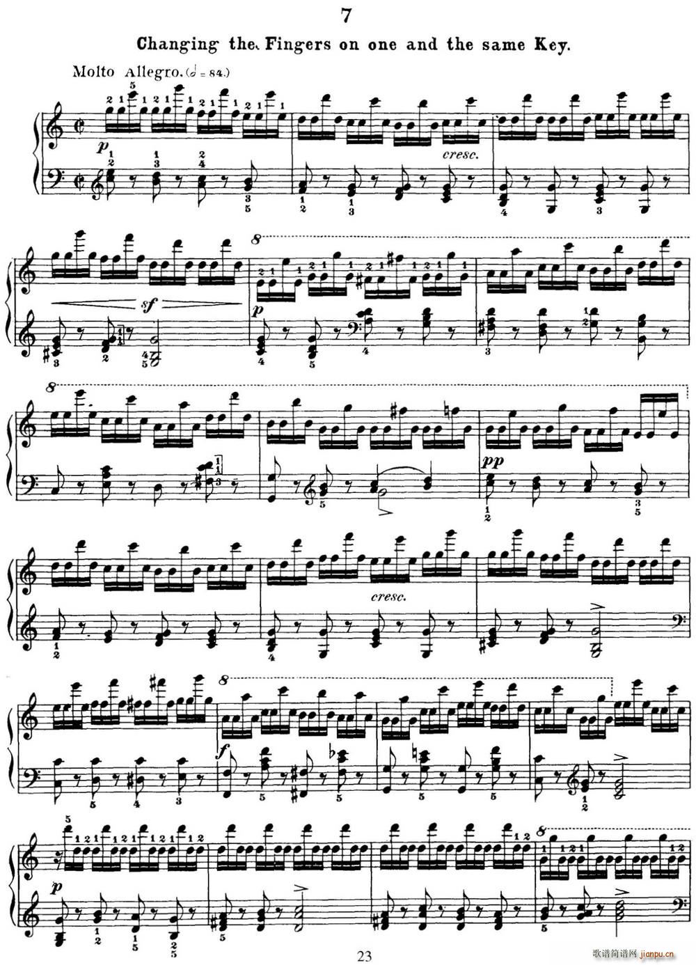 50首车尔尼Op 740钢琴手指灵巧技术练习曲(NO 7)1