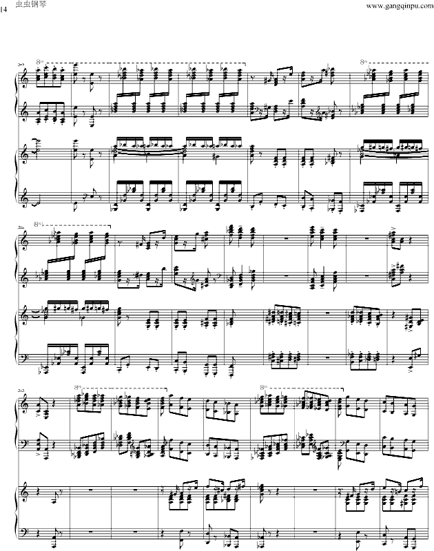 帕格尼尼主题狂想曲-（1~10变奏）-钢琴谱(钢琴曲)-拉赫马尼若夫14