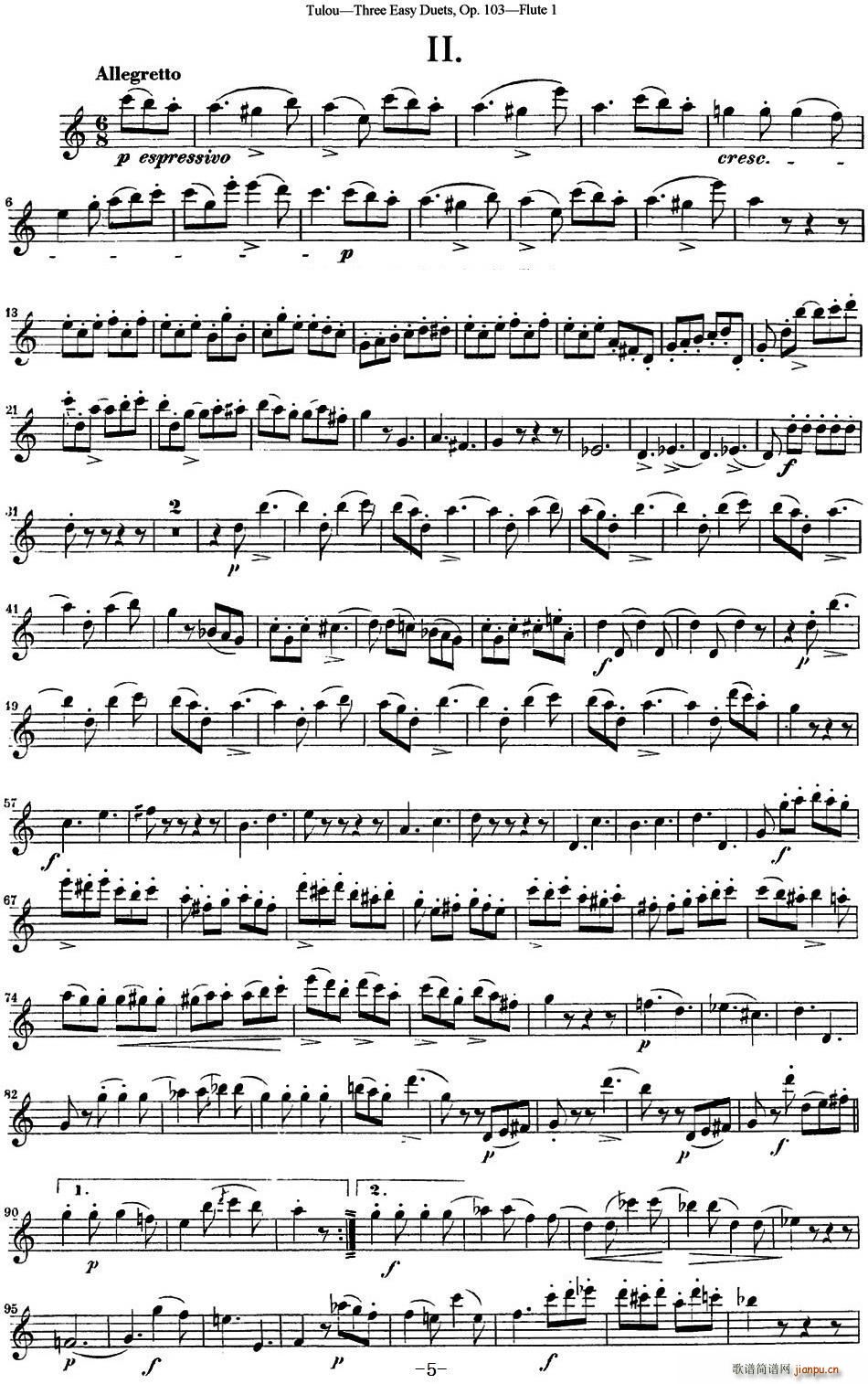 图露三首长笛简易重奏曲Op 103(Flute 1)(NO 2)1