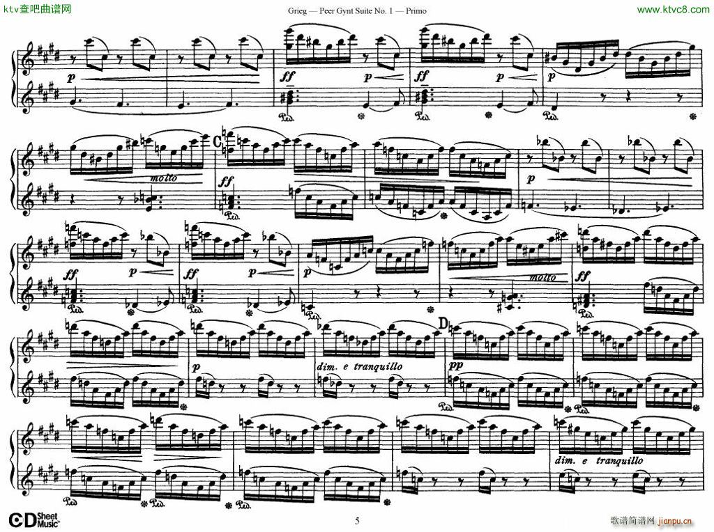 Grieg Two Symphonic Dances 4 Hands5