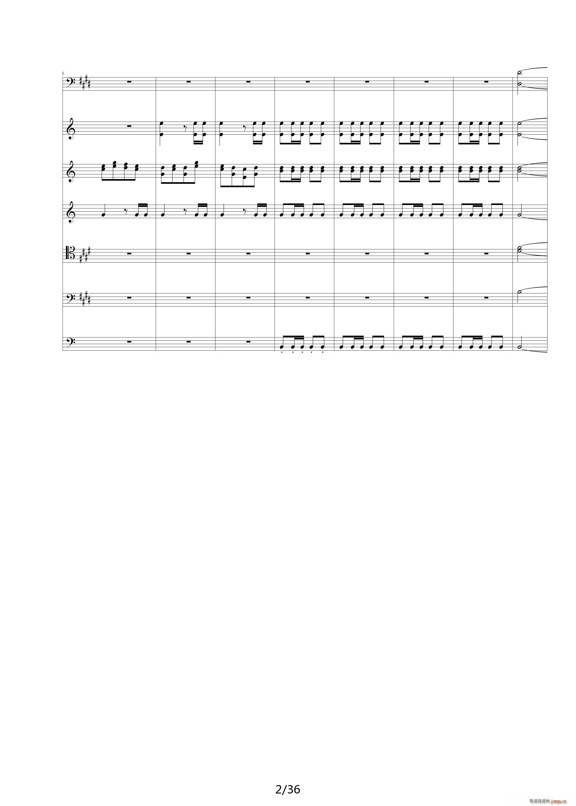 威廉退尔序曲原版扒谱 E调2