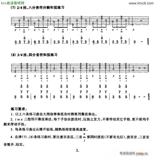 吉他右手空弦练习谱3