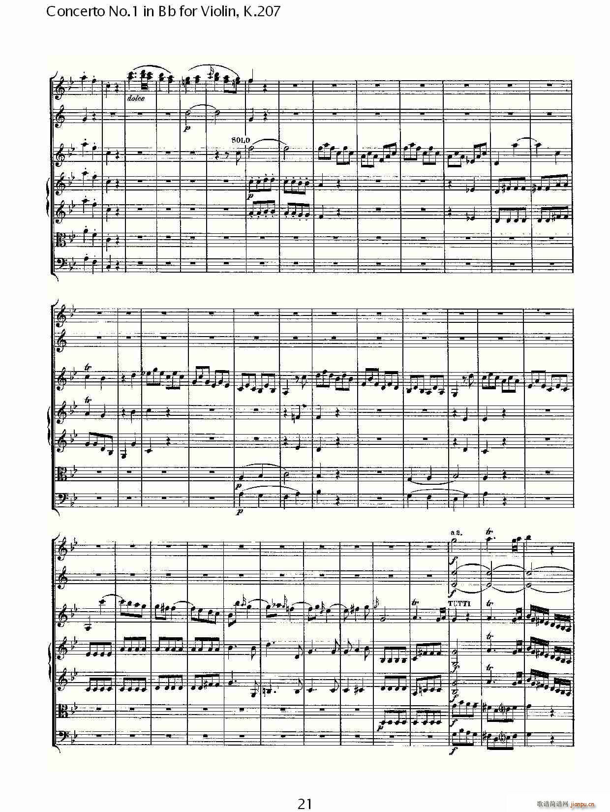 Concerto No.1 in Bb for Violin, K.207（Bb调小提琴第一协奏曲）_沃尔夫冈・阿马多伊斯・莫扎特21