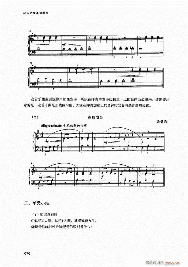 成人钢琴基础教程目录1-8078