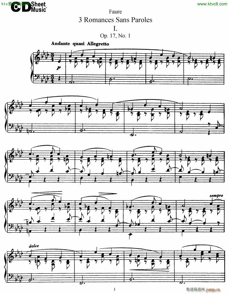 Faure 3 Romances Sans Paroles1