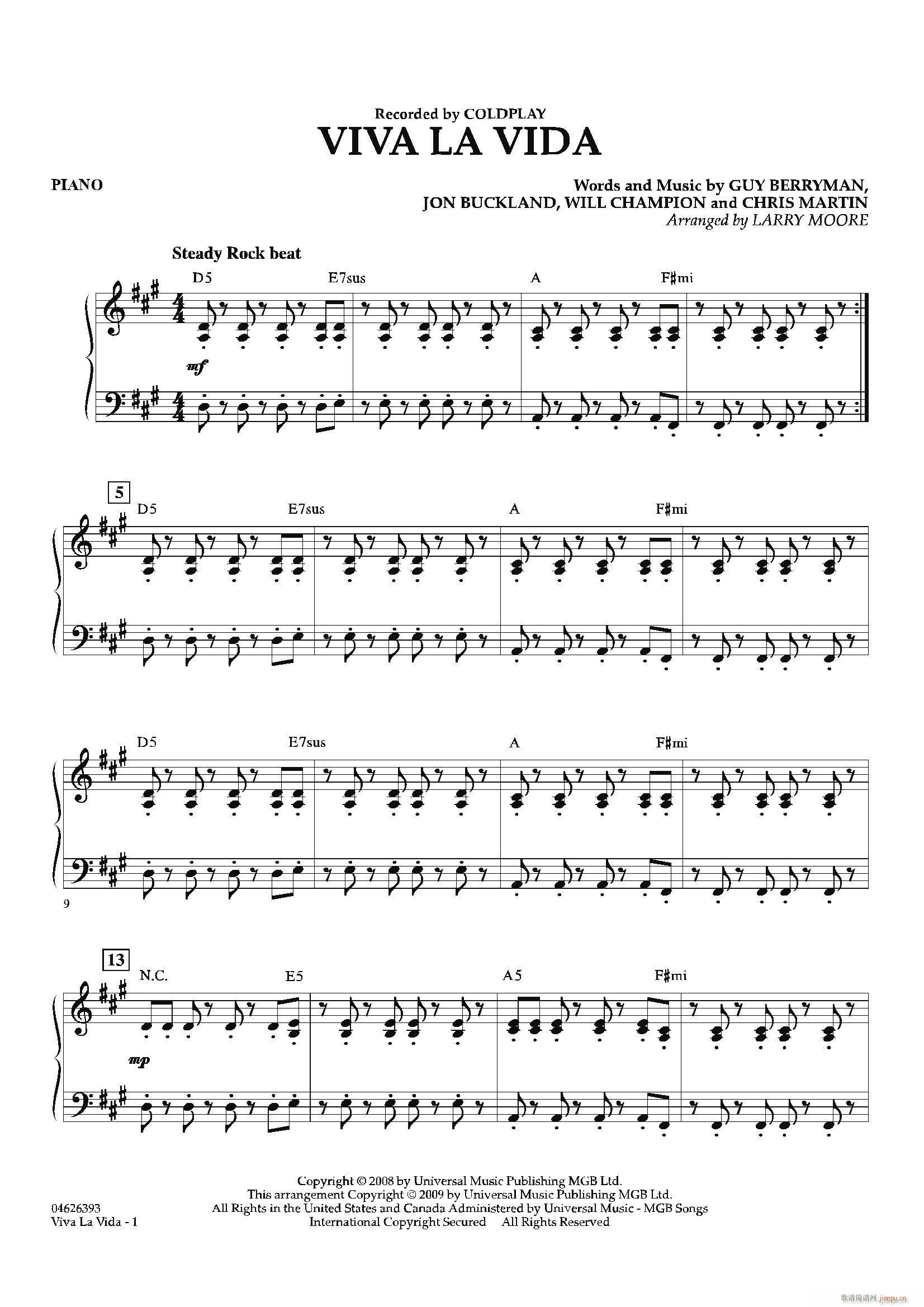 VIVA LA VIDA（钢琴分谱）1