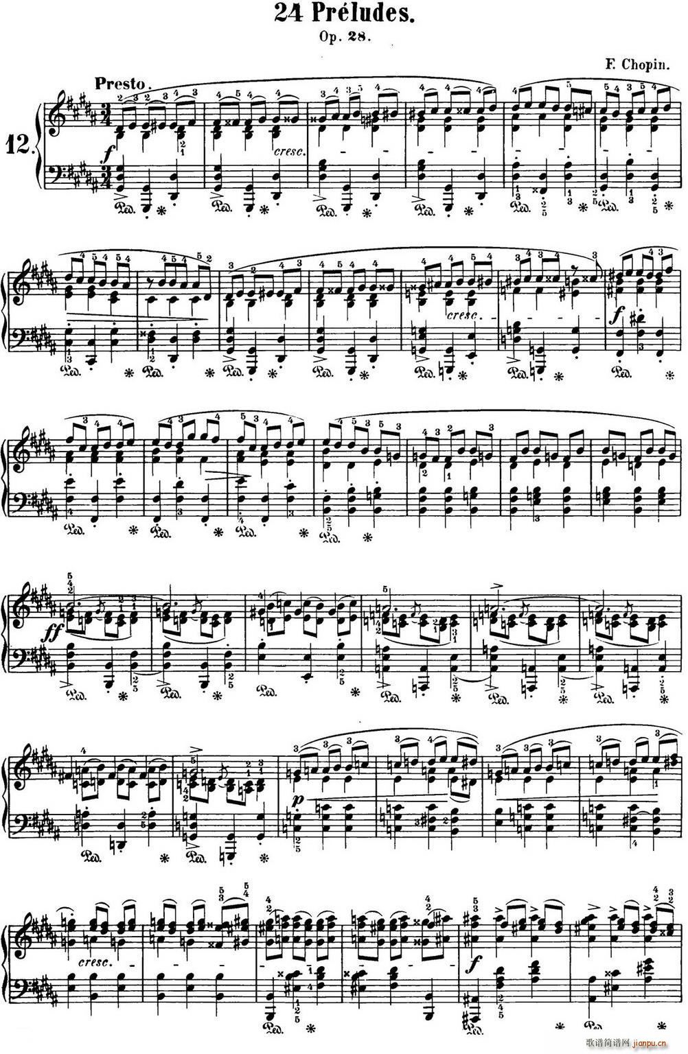 肖邦 24首钢琴前奏曲 Op 28 No 12 升G小调1