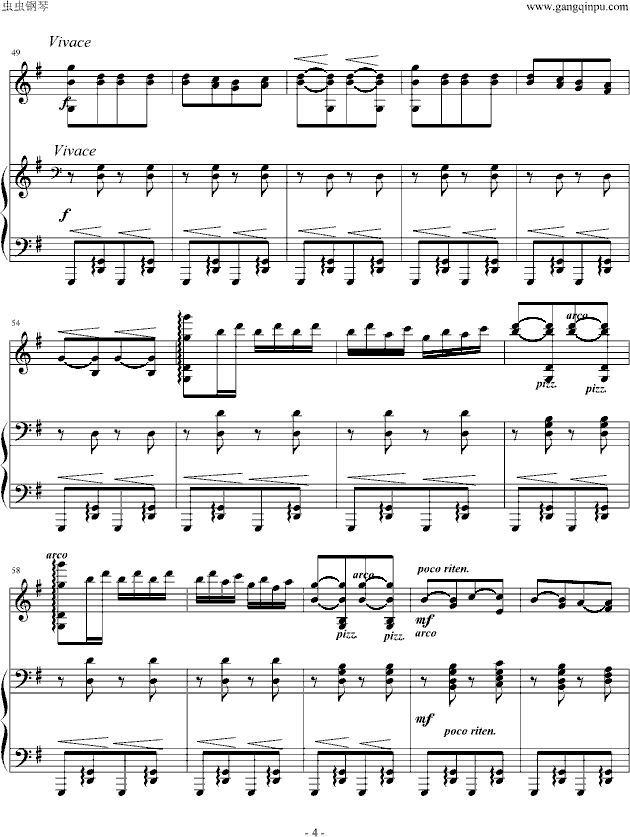 《匈牙利舞曲第五号》钢琴+小提琴-钢琴谱(钢琴曲)-勃拉姆斯-Brahms4
