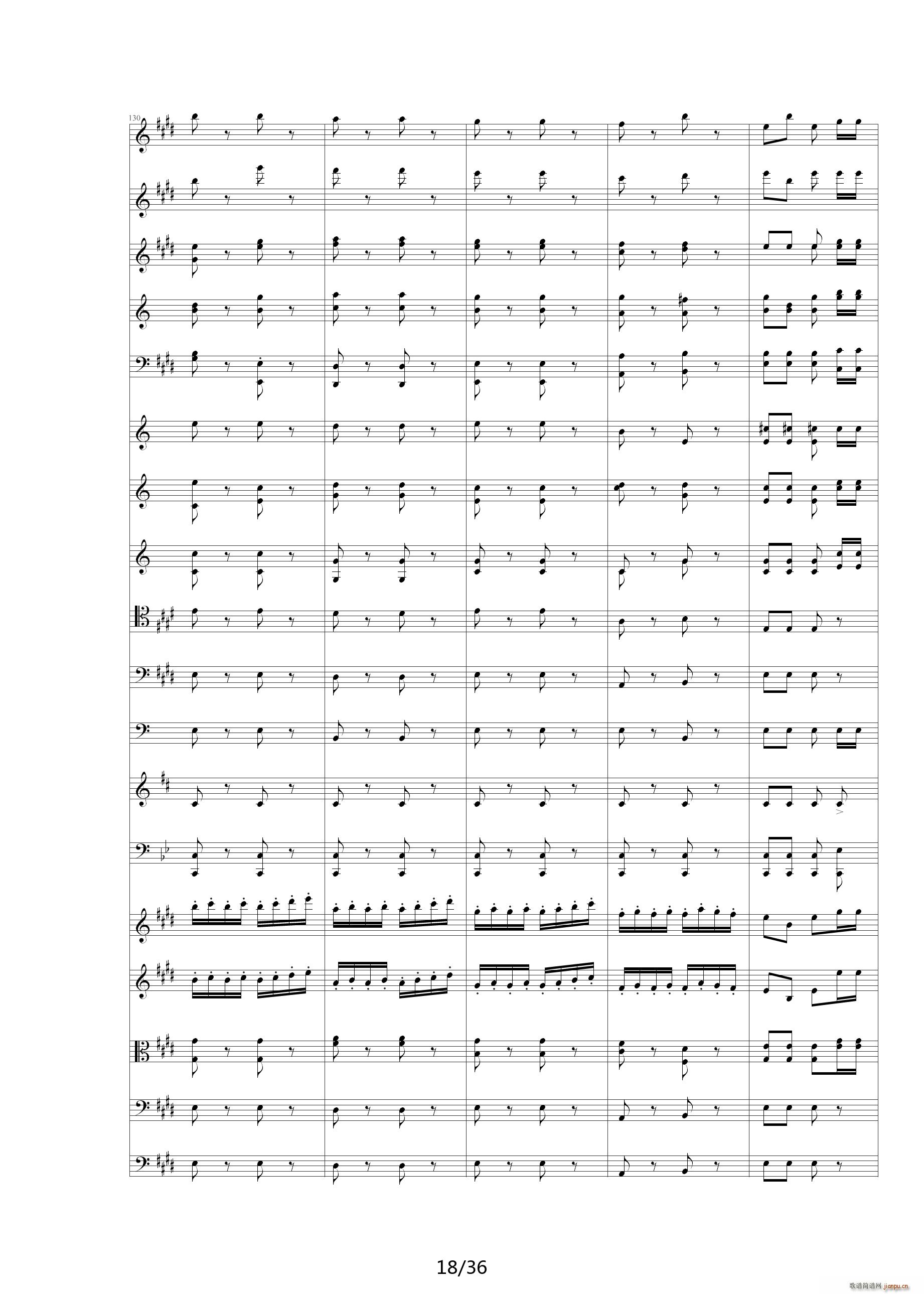 威廉退尔序曲原版扒谱 E调18