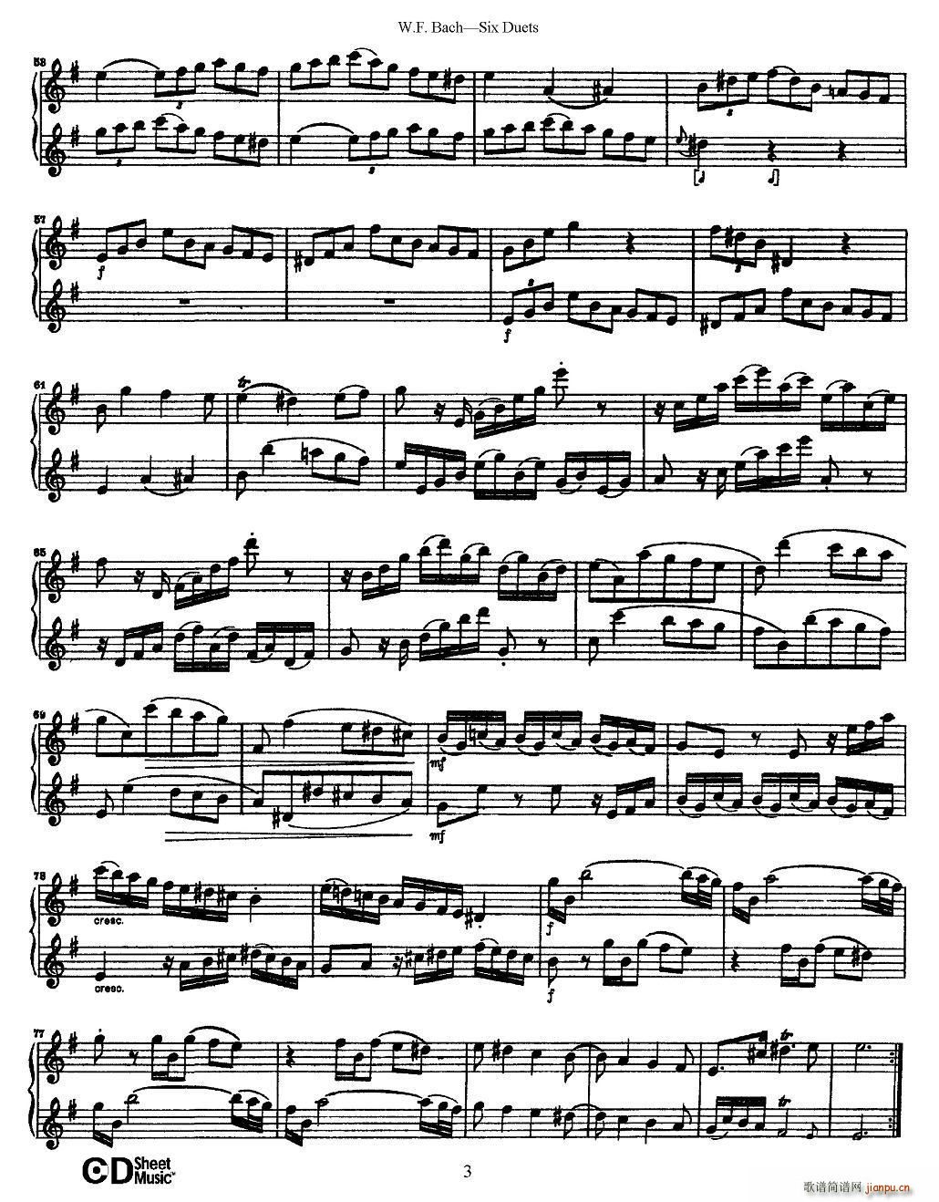 W F 巴赫―六首二重奏练习曲（1）3