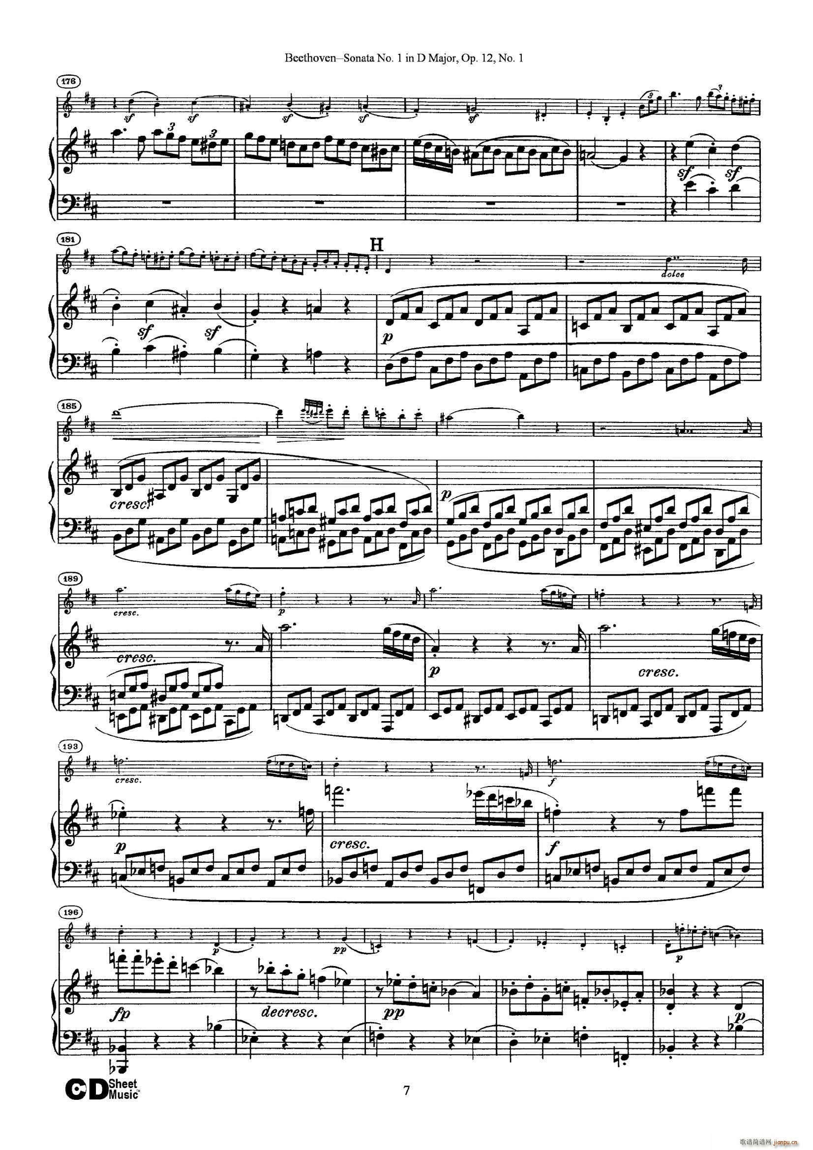 D大调第一小提琴奏鸣曲（小提琴 钢琴伴奏）8