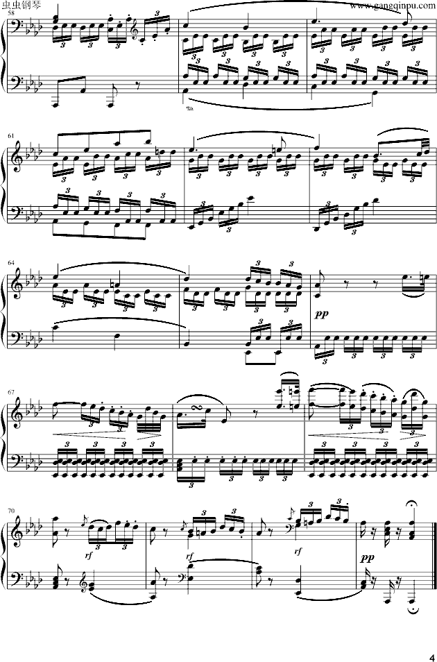 《悲怆奏鸣曲》第二乐章-钢琴谱(钢琴曲)-贝多芬-beethoven4