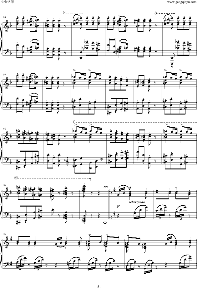 李斯特《匈牙利狂想曲第7号》 一首欢快活泼的舞曲-钢琴谱(钢琴曲)-李斯特5