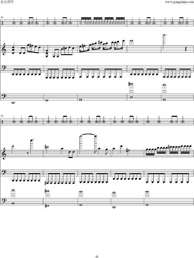 [修正]摇滚版卡农-钢琴谱(钢琴曲)-帕赫贝尔-Pachelbel8