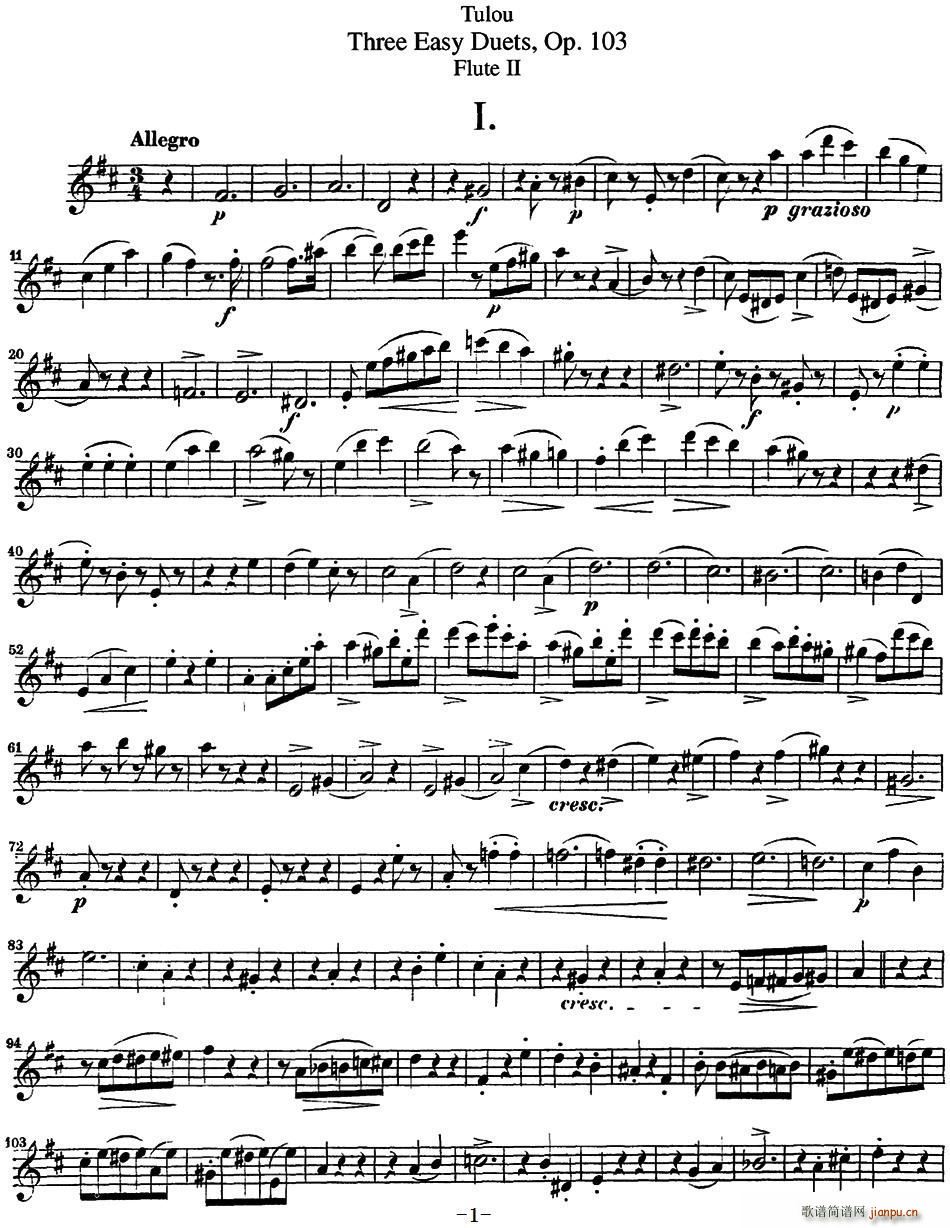 图露三首长笛简易重奏曲Op 103(Flute 2)(NO 1)1