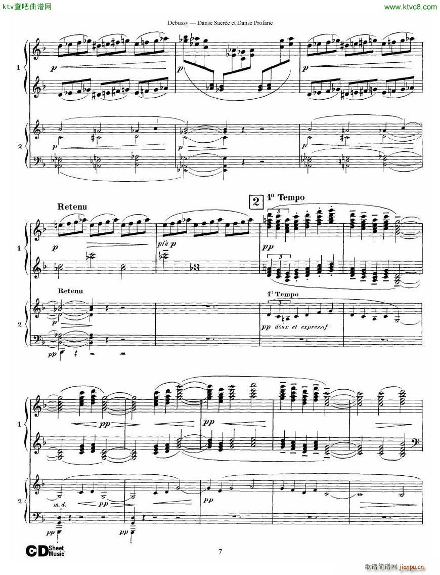 Debussy Danse Sacrée et Danse Profane 2 Piano s7