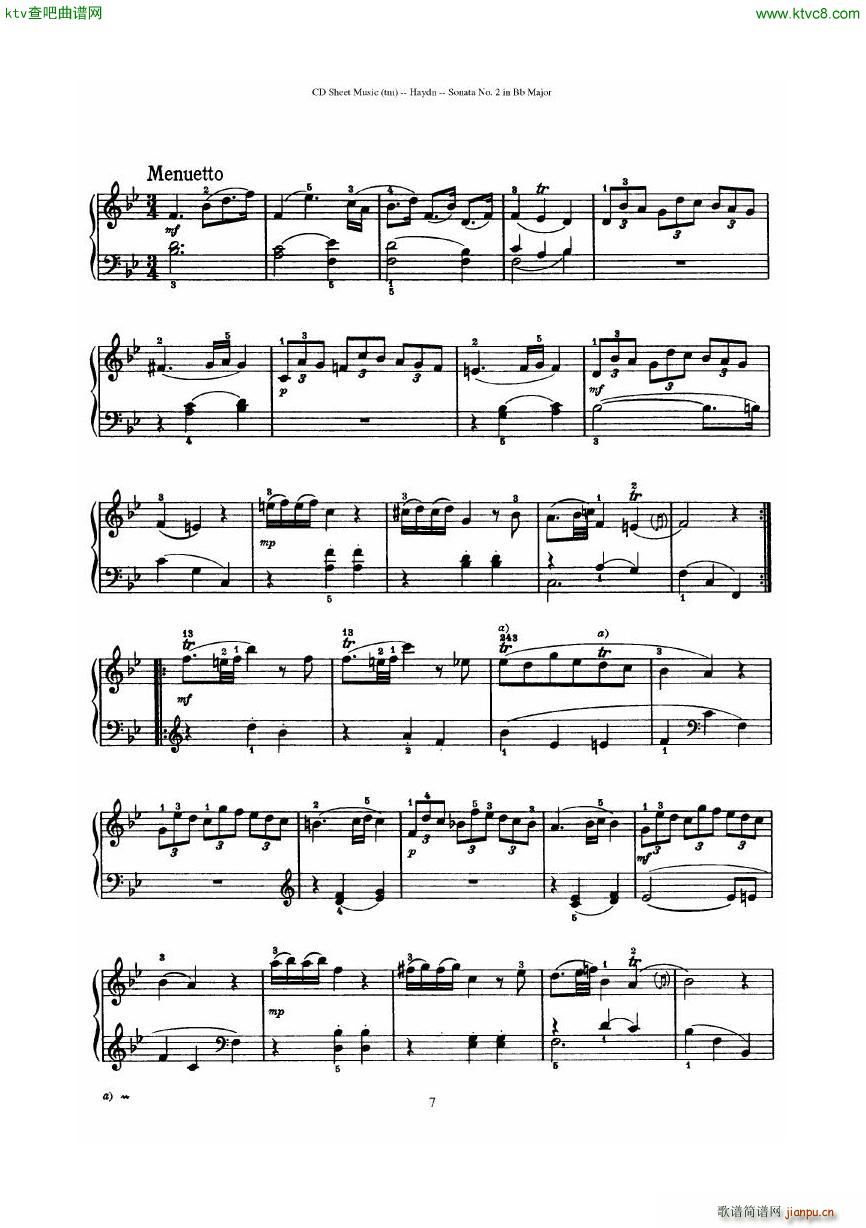 Haydn Joseph Sonata no 2 in Bb Major7