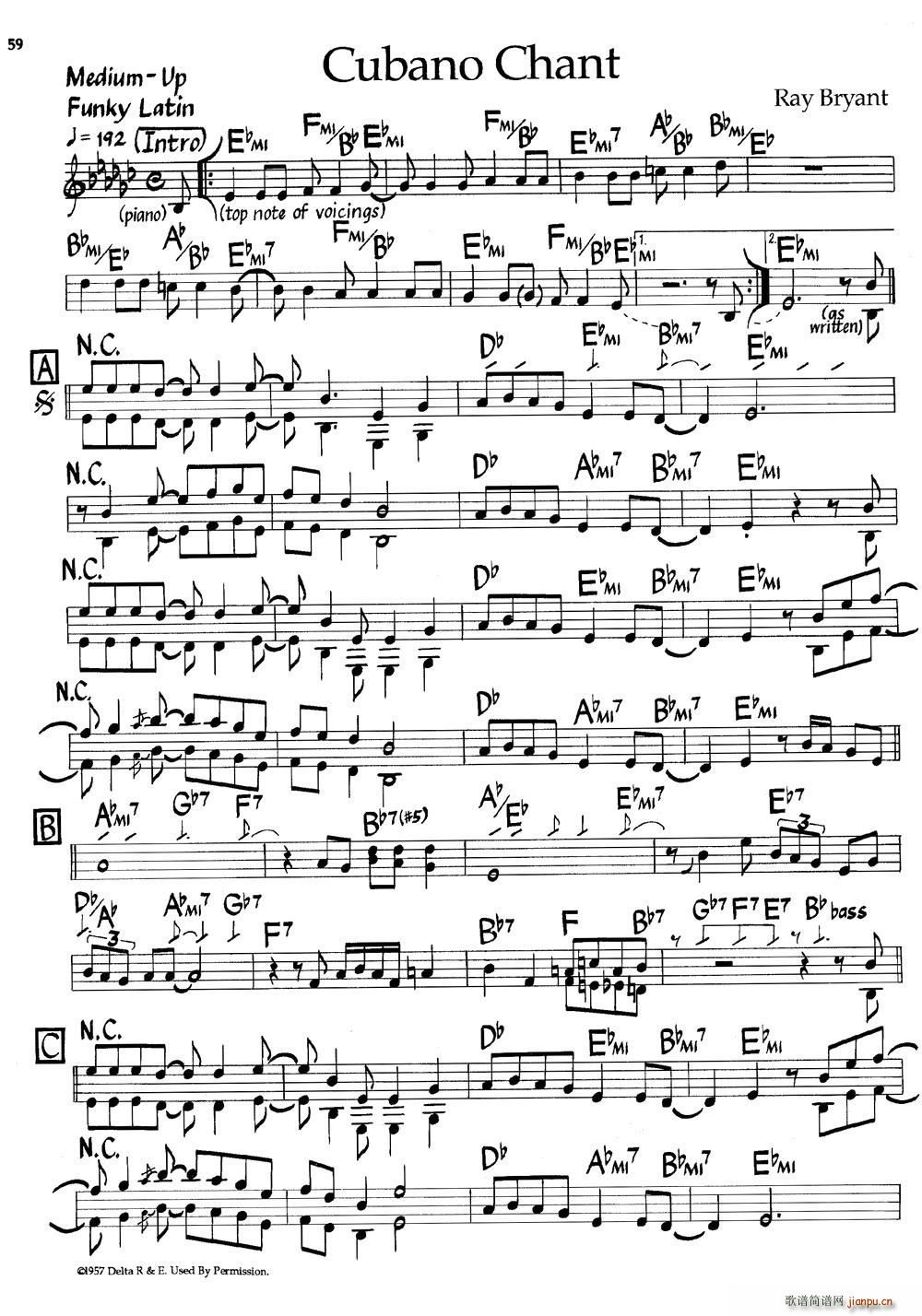 Cubano Chant(爵士钢琴曲)1