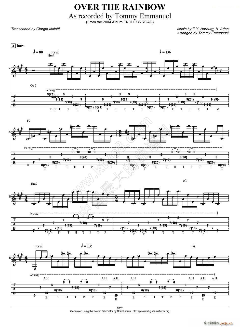 tommy emmanuel over the rainbow(指弹吉他)1