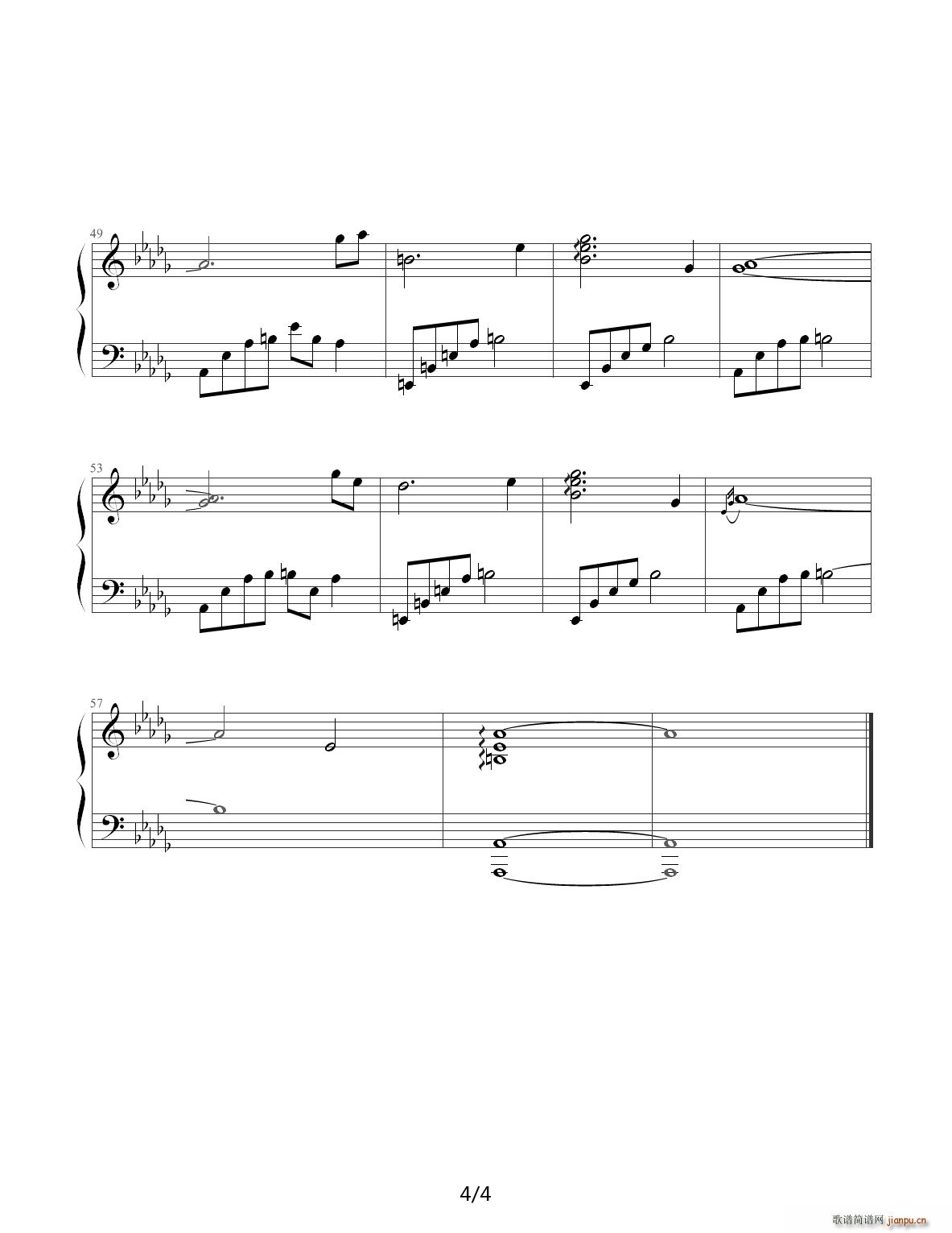 夜的钢琴曲（忘了我爱你 石进） 降D调4