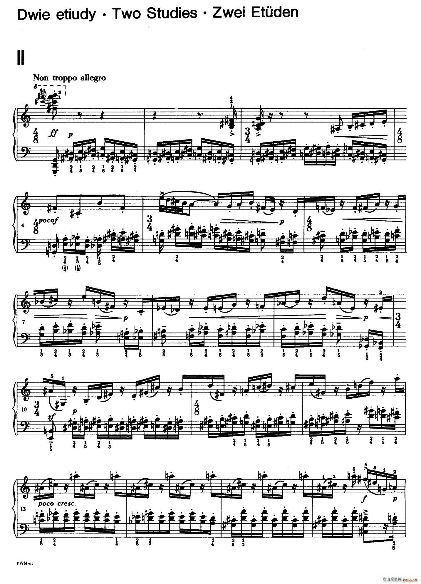 Two Studies(2首练习曲 2 不过分的快板)1