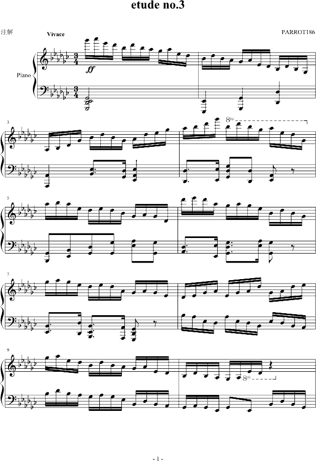 eyude no.3 in G flat_PARROT1861