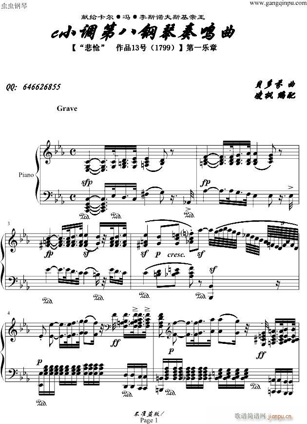 c小调第八钢琴奏鸣曲“悲怆”第一乐章_贝多芬-beethoven1