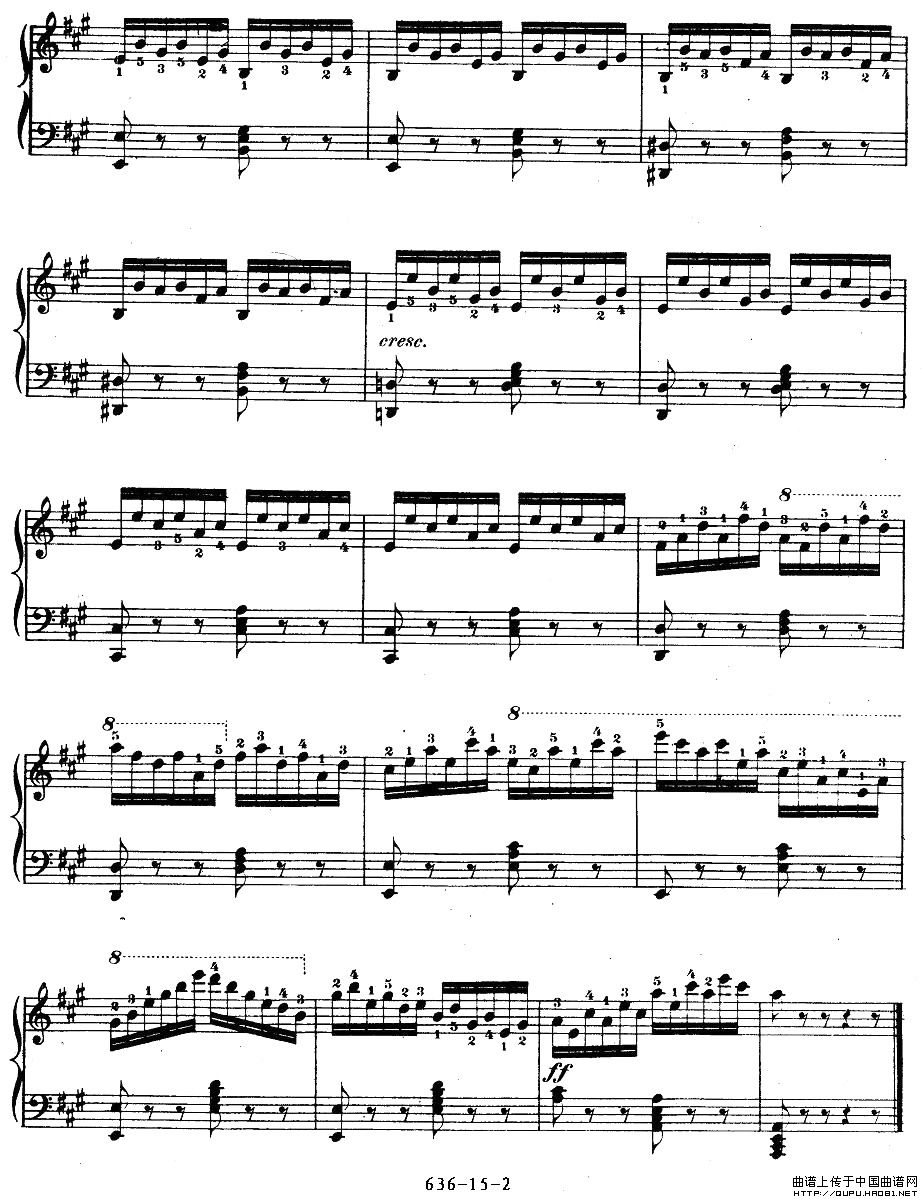 《车尔尼钢琴手指灵巧初步练习曲》OP.636-152