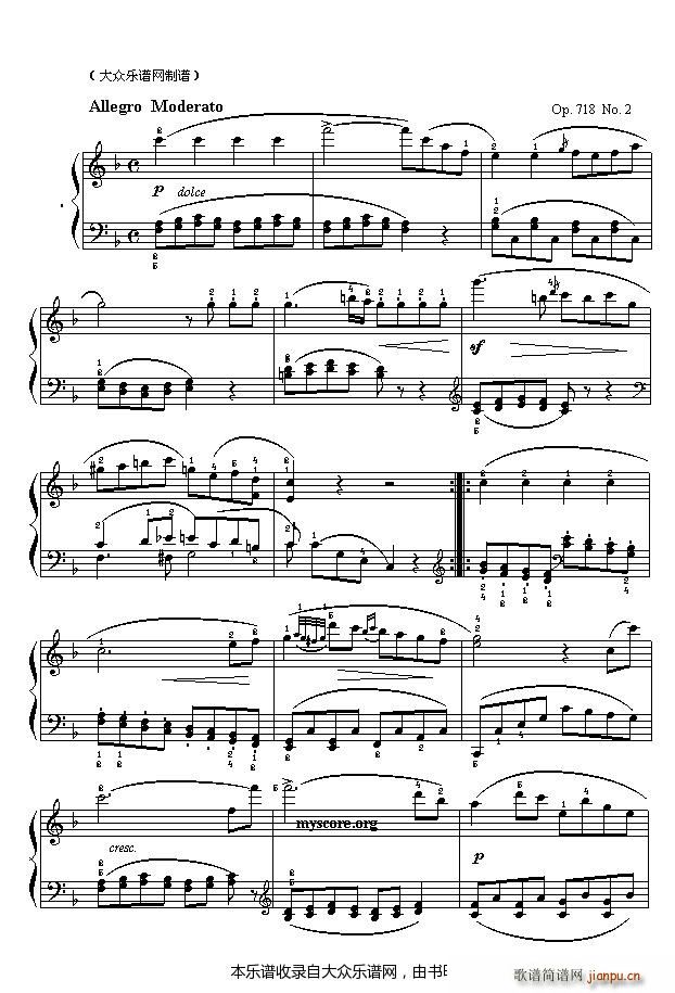 车尔尼(Czermy)钢琴练习718第2首1