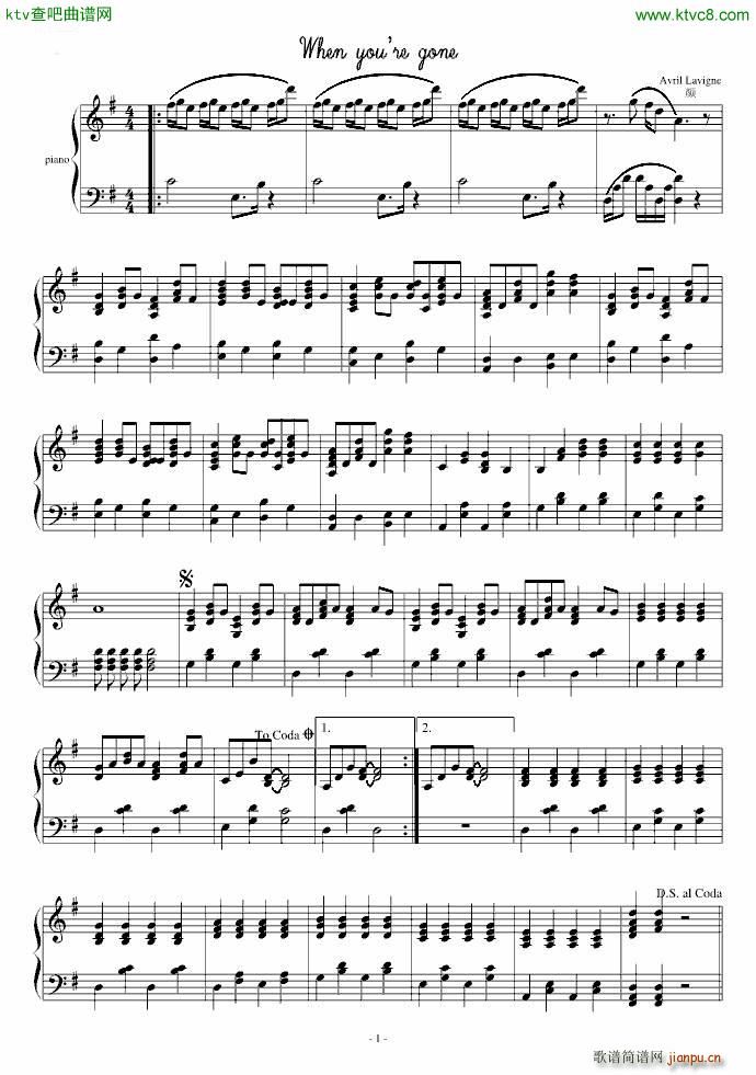 when youre gone 弹唱版_艾薇儿1