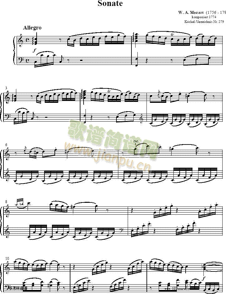奏鸣曲 Sonatas K279   Mvt.1-莫扎特1
