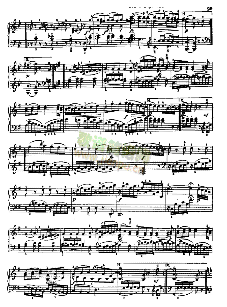 奏鸣曲四(献给埃斯特哈齐王妃)1784年出版 键盘类 钢琴2