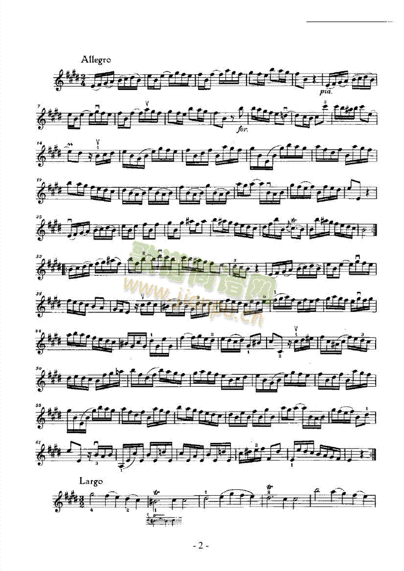 E大调奏鸣曲（分谱） 弦乐类 小提琴2