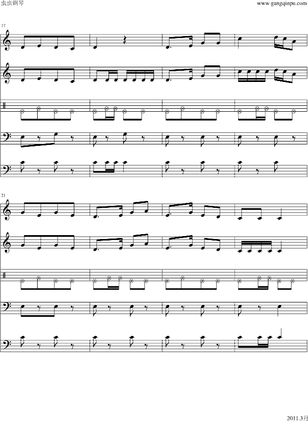 杨柳青调―鼓-钢琴谱(钢琴曲)-中国名曲3