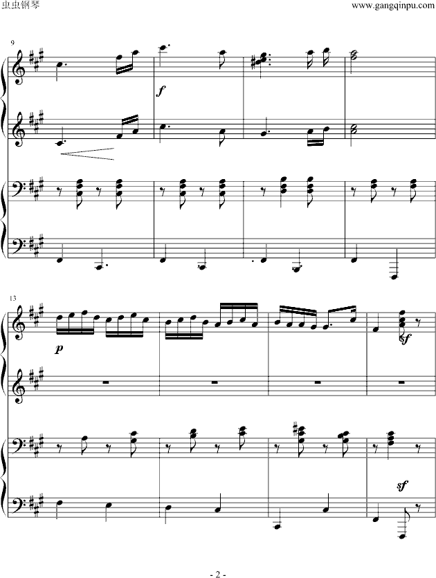 《匈牙利舞曲第5号》四手联弹-钢琴谱(钢琴曲)-勃拉姆斯-Brahms2