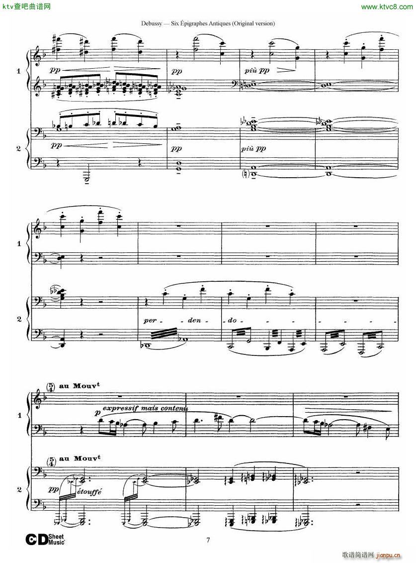 Debussy Six épigraphes Antiques 2 Piano s7