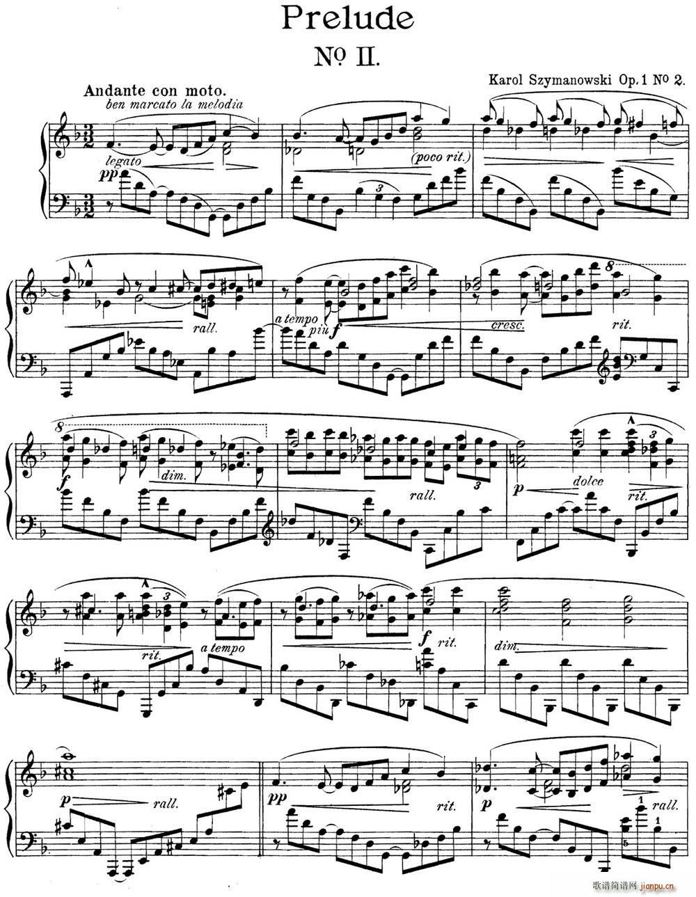 希曼诺夫斯基 9首钢琴前奏曲 Op 1 No 21