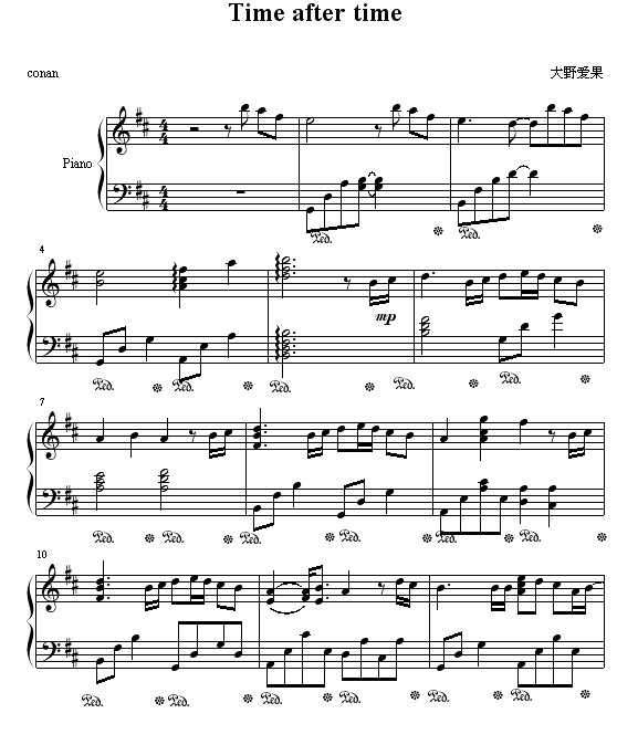 Time after time-钢琴谱(钢琴曲)-动漫影视1