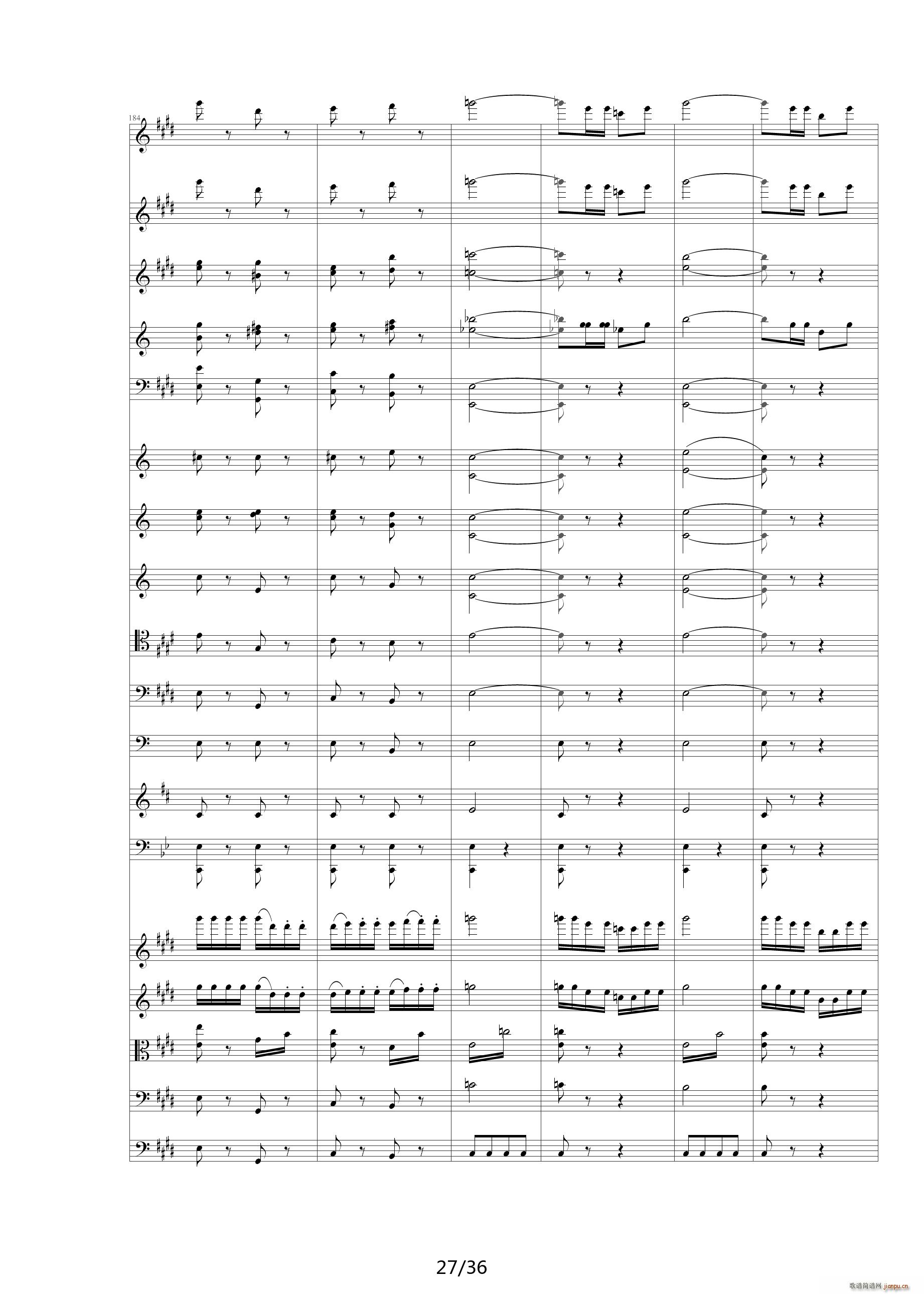 威廉退尔序曲原版扒谱 E调27