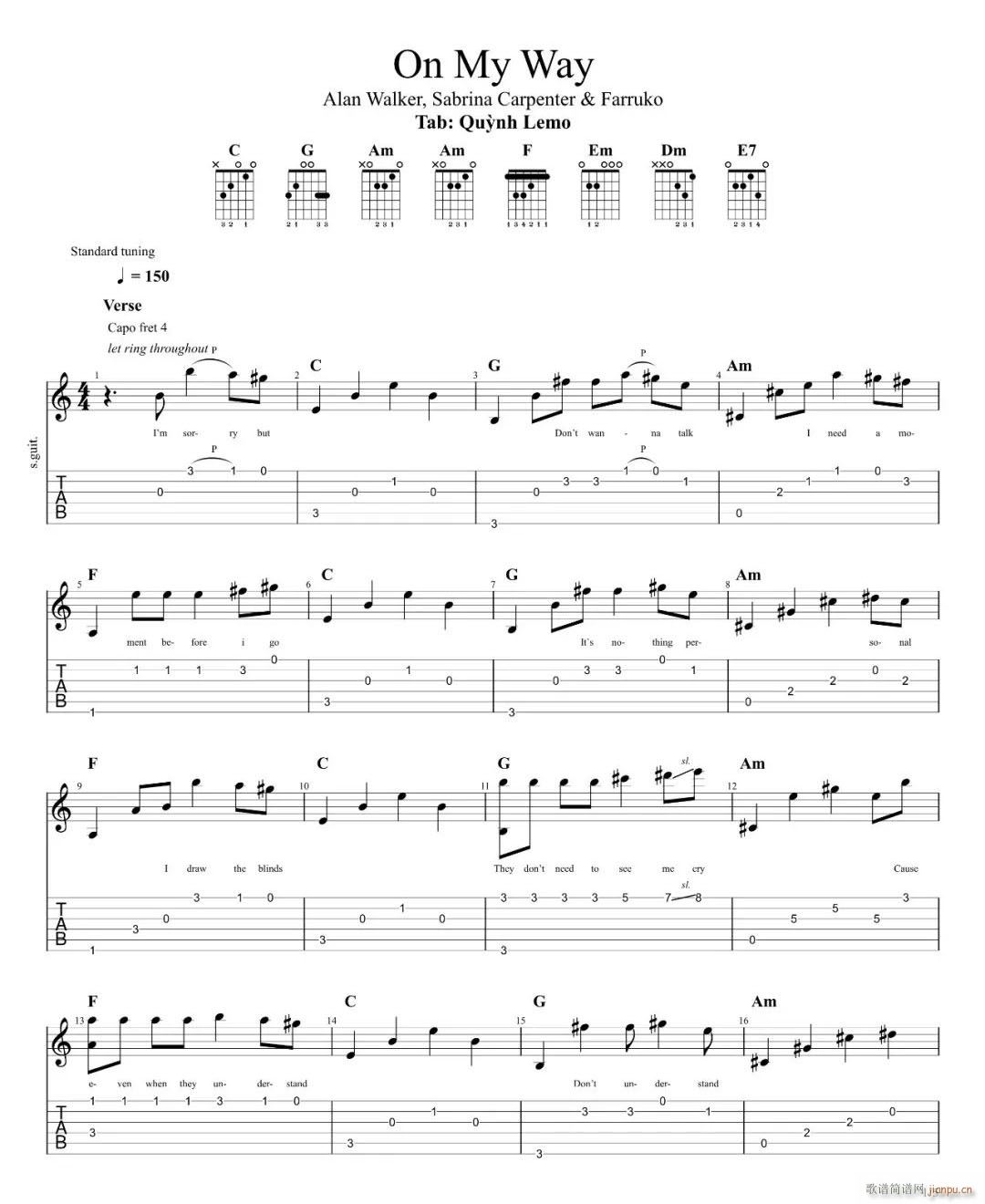 On-My-Way指弹_Alan Walker1