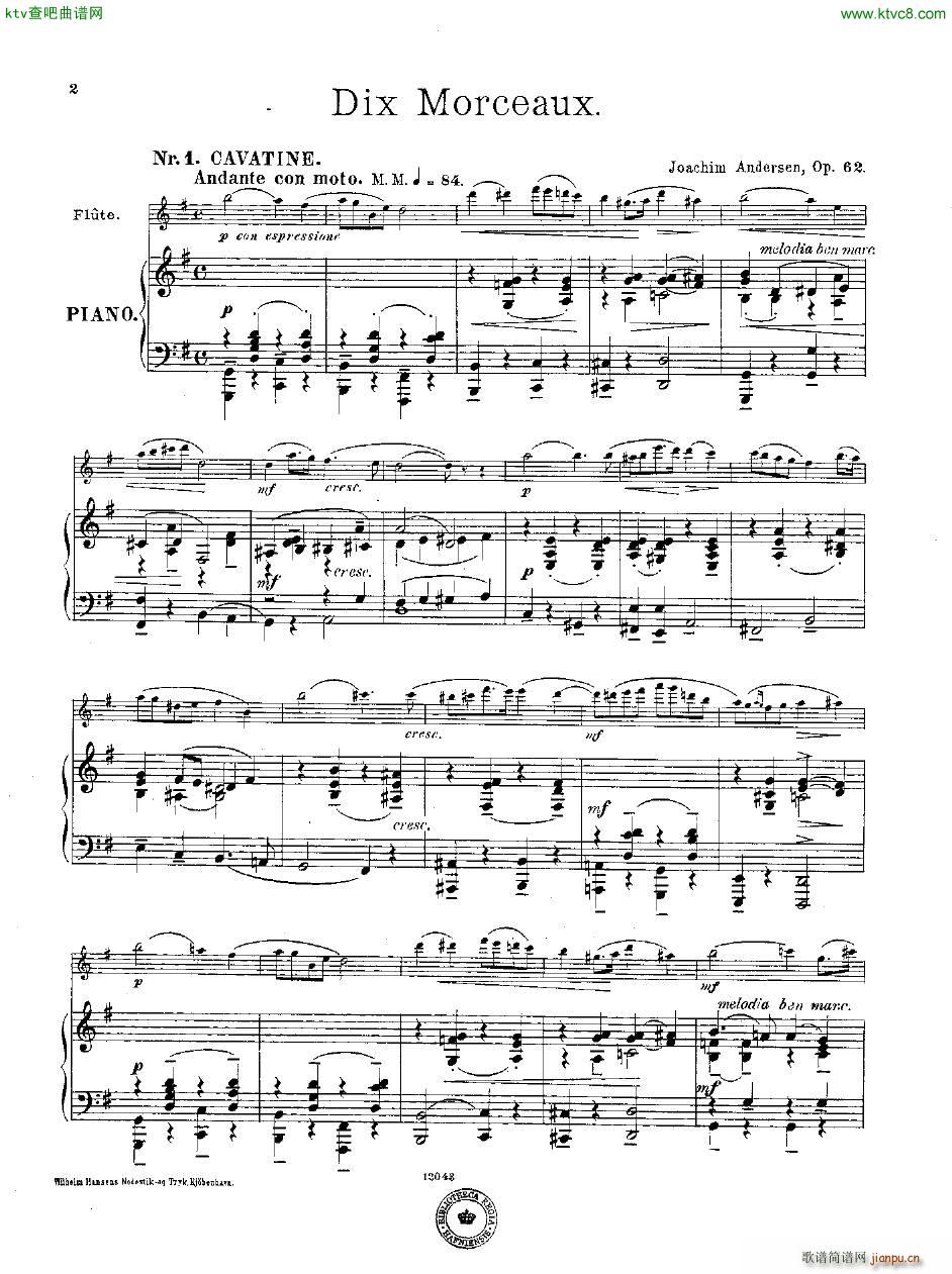 Andersen op 62 Dix Morceaux fl pno2