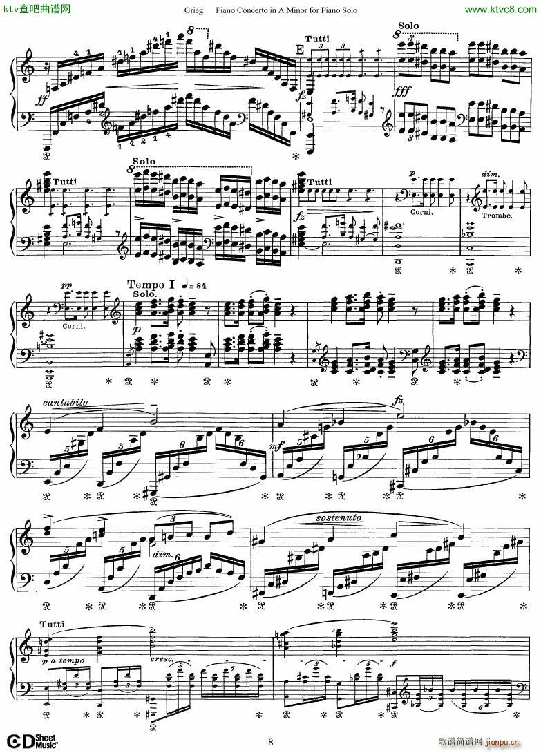 Piano Concerto in A minor Op 16 1868 rev 1907 piano solo arr8