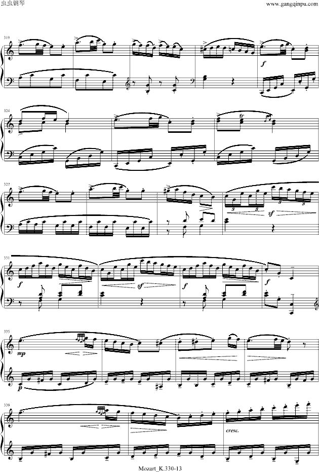 莫扎特-C大调第十钢琴奏鸣曲-钢琴谱(钢琴曲)-莫扎特13