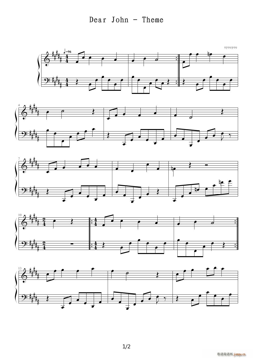 Dear John - Theme B调1