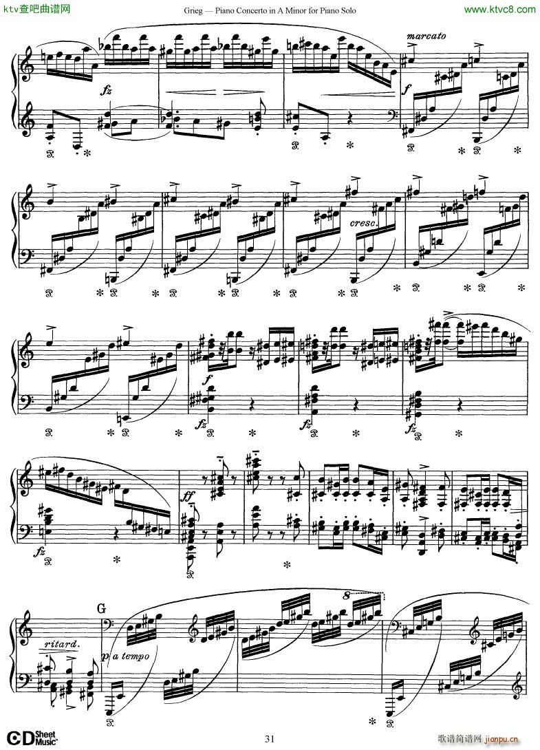 Piano Concerto in A minor Op 16 1868 rev 1907 piano solo arr31