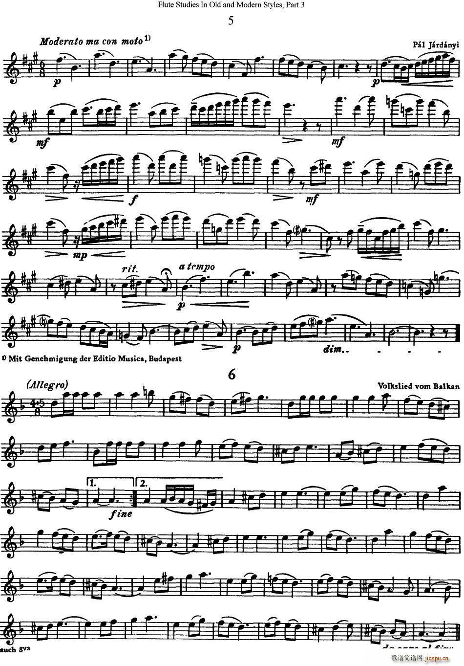 斯勒新老风格长笛练习重奏曲(第三部分)(NO 5-NO 6)1