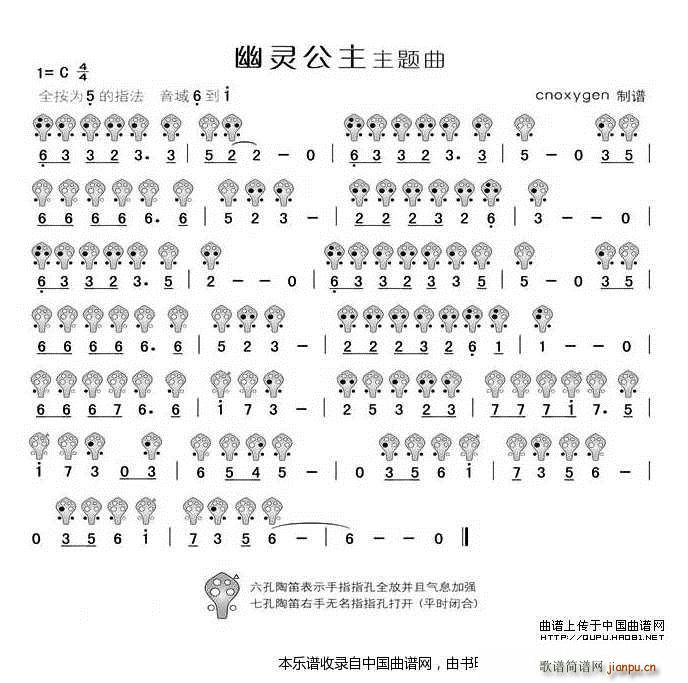 幽灵公主主题曲（六孔 ） 乐器谱1