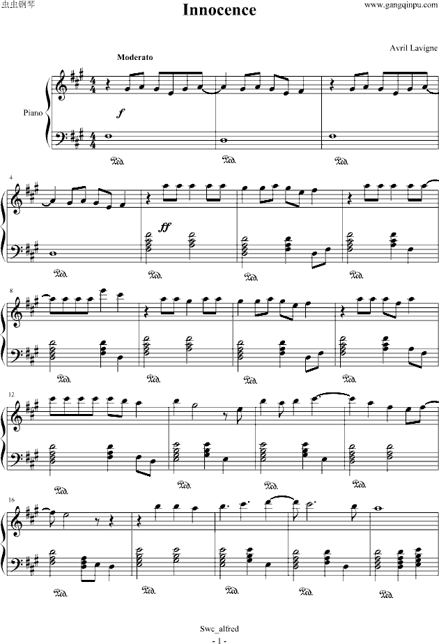 Innocence-钢琴谱(钢琴曲)-Avril Lavigne1