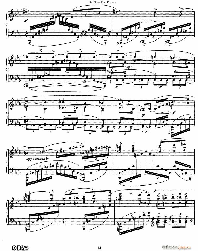 Bartok DD 71 Four Piano Pieces14