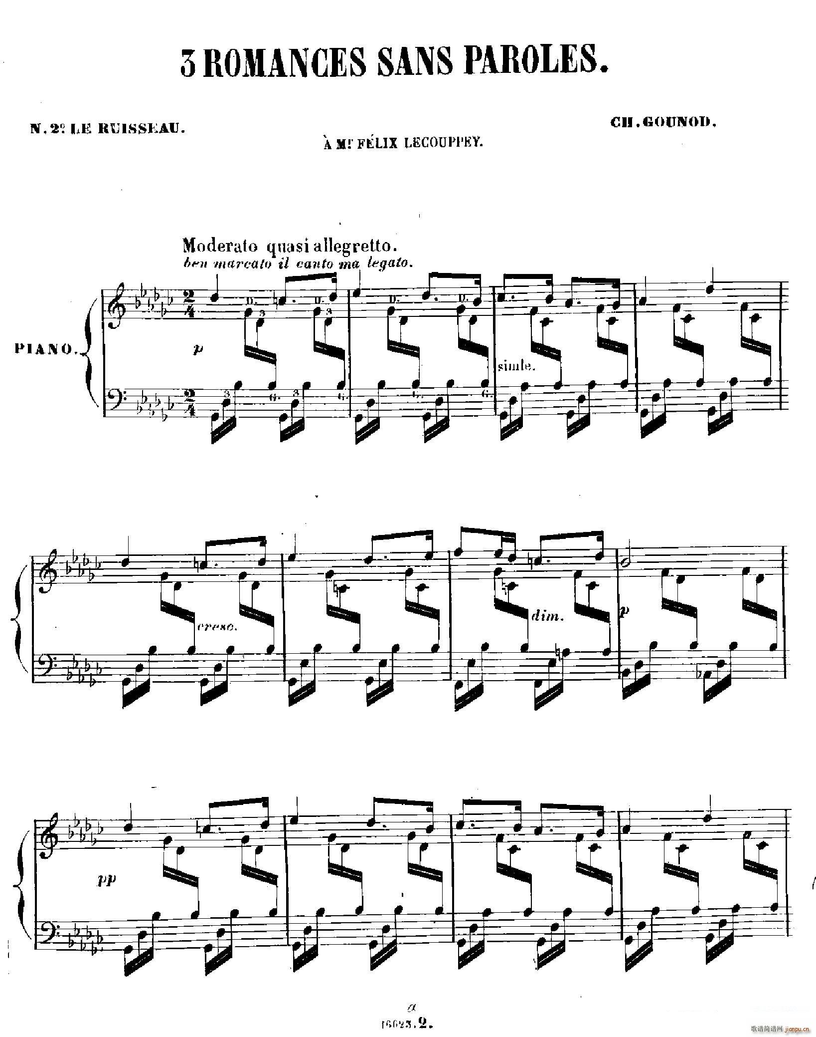 3 Romances Sans Paroles(3首无词浪漫曲 2 小溪)1